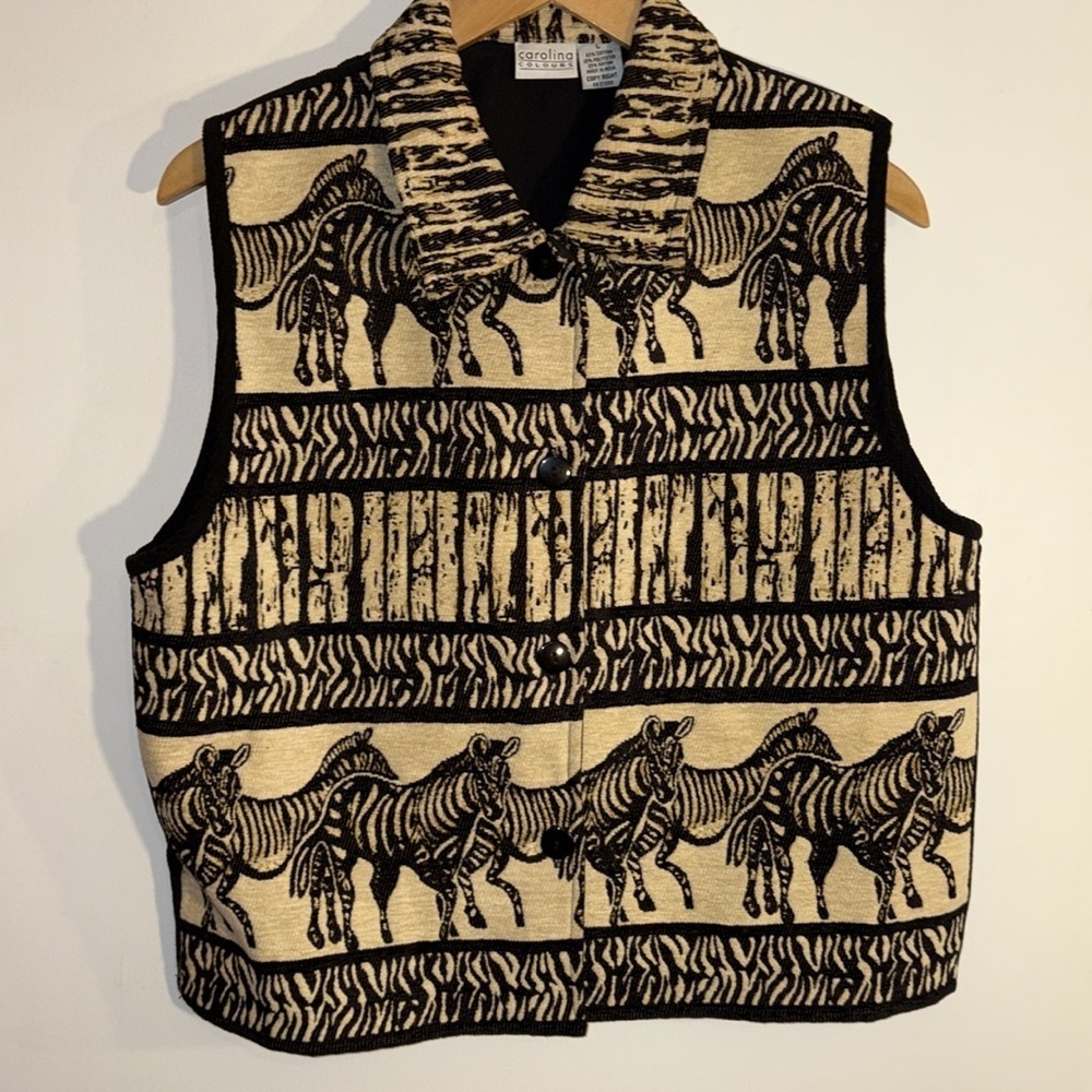 Vintage 80s 90s Tapestry Zebra Vest Woman’s Large - Picture 9 of 11